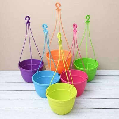 7.1 inch Corsica No. 18 Hanging Round Plastic Pots (Mix Color) – Pack of 6 - Shop now at Trigart Flower Nursery